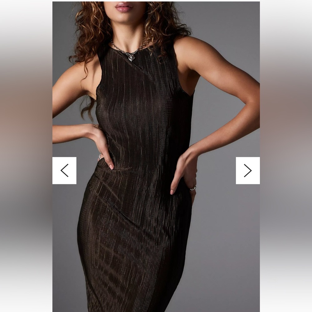 Archive At UO Chocolate Plisse Tank Dress - Picture 2 of 4